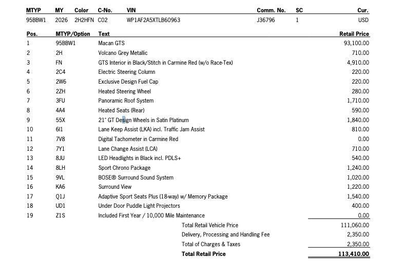 new 2026 Porsche Macan car, priced at $113,410