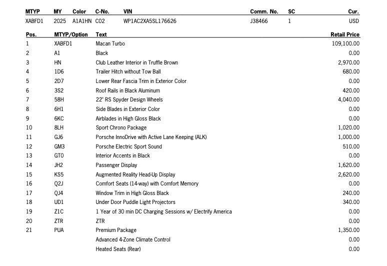 new 2025 Porsche Macan car, priced at $128,595