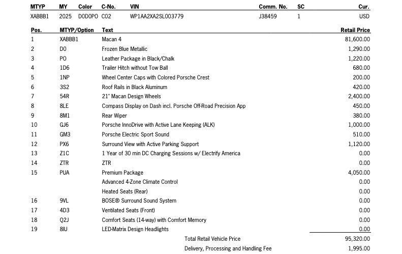 new 2025 Porsche Macan car, priced at $97,315
