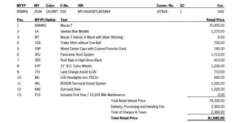 new 2026 Porsche Macan car, priced at $81,680