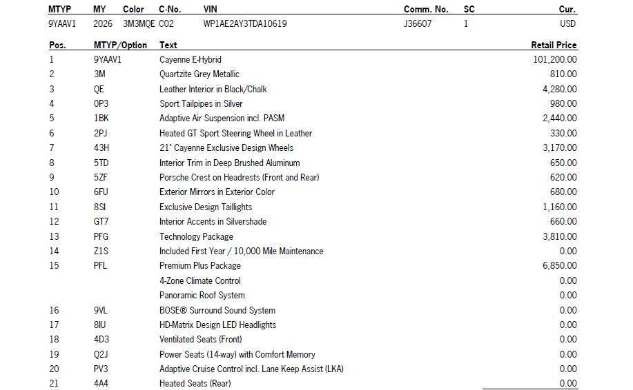 new 2026 Porsche Cayenne car, priced at $129,990