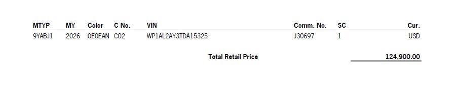 new 2026 Porsche Cayenne car, priced at $124,900