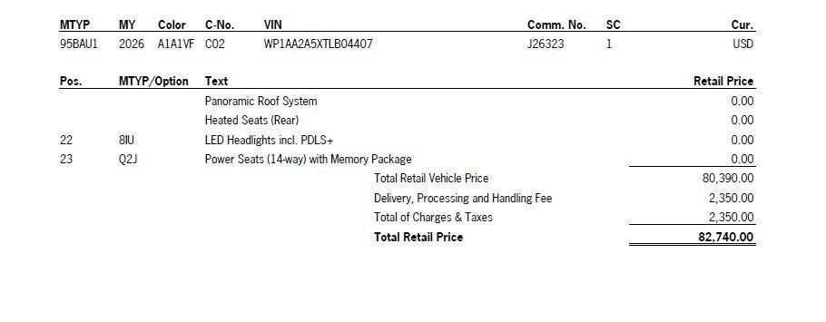 new 2026 Porsche Macan car, priced at $82,740