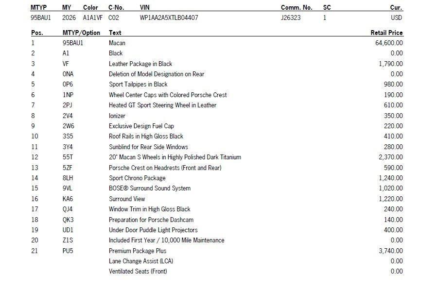new 2026 Porsche Macan car, priced at $82,740