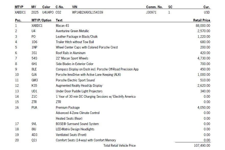 new 2025 Porsche Macan car, priced at $109,485