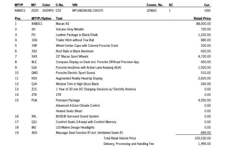 new 2025 Porsche Macan car, priced at $107,525