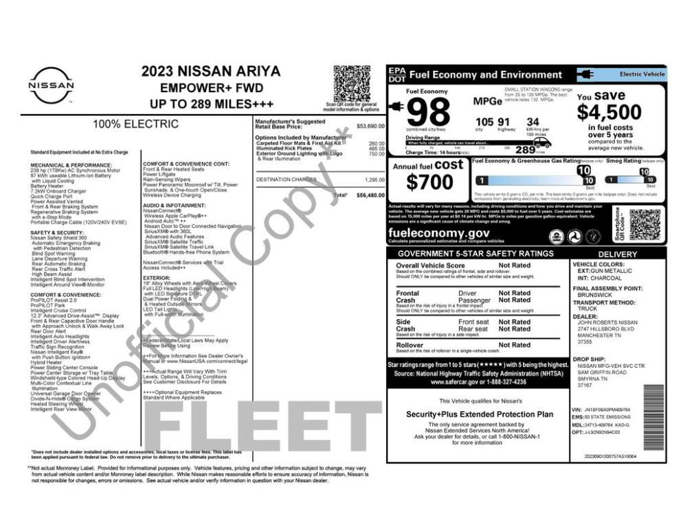 used 2023 Nissan ARIYA car, priced at $24,000