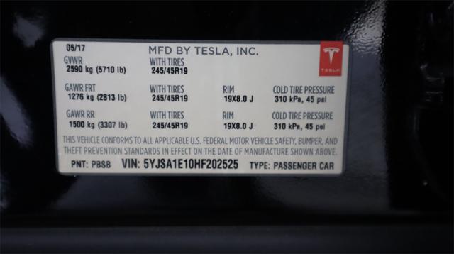 used 2017 Tesla Model S car, priced at $18,884