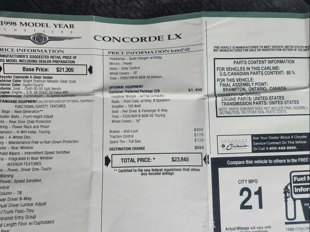 used 1998 Chrysler Concorde car, priced at $5,999