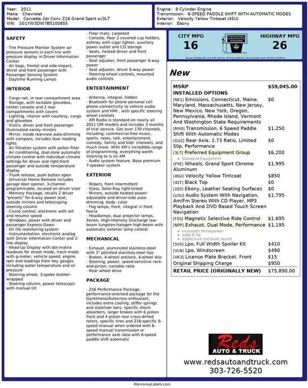 used 2011 Chevrolet Corvette car, priced at $45,999