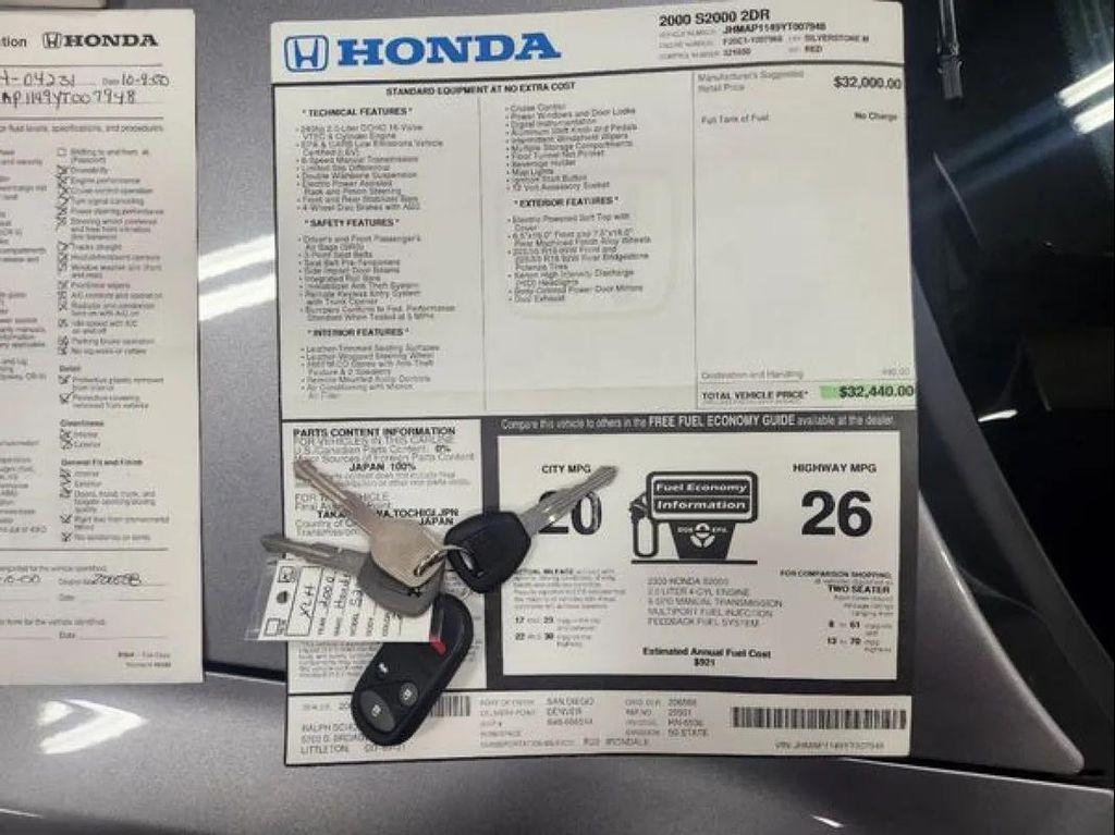 used 2000 Honda S2000 car, priced at $30,999
