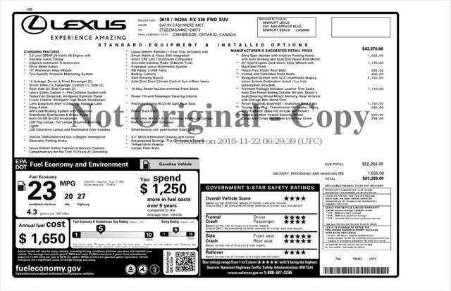 used 2019 Lexus RX 350 car, priced at $29,999