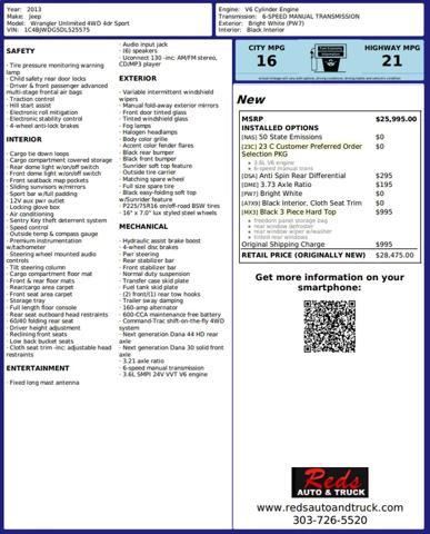 used 2013 Jeep Wrangler Unlimited car, priced at $20,999
