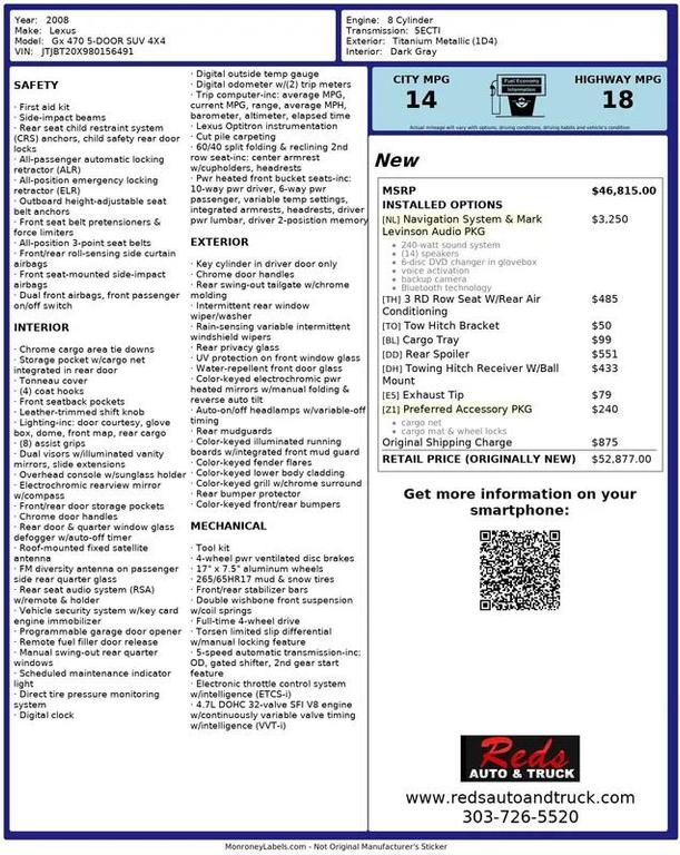 used 2008 Lexus GX 470 car, priced at $16,999