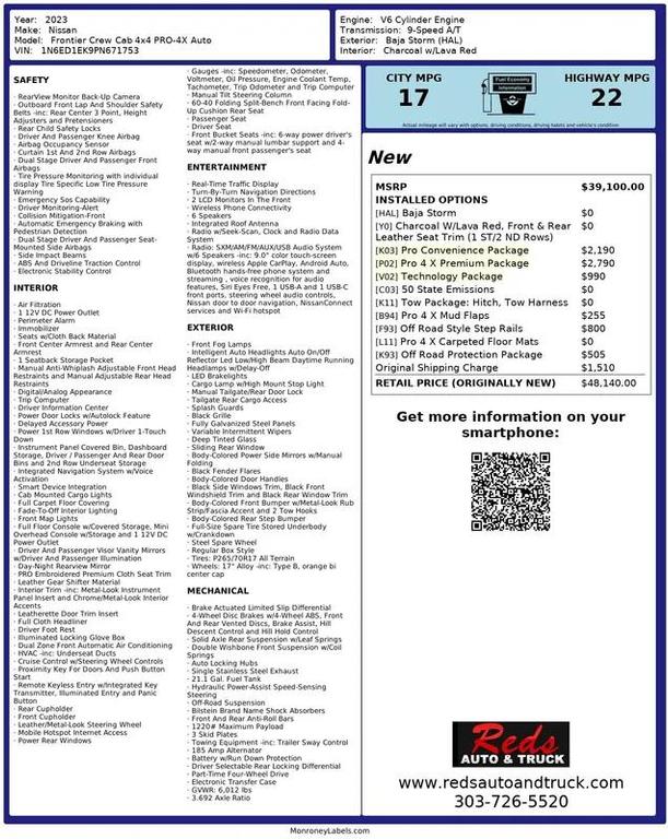 used 2023 Nissan Frontier car, priced at $35,999