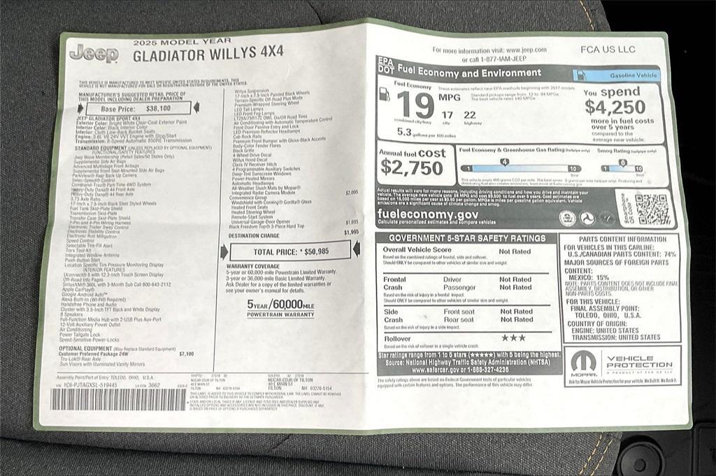 new 2025 Jeep Gladiator car, priced at $44,671