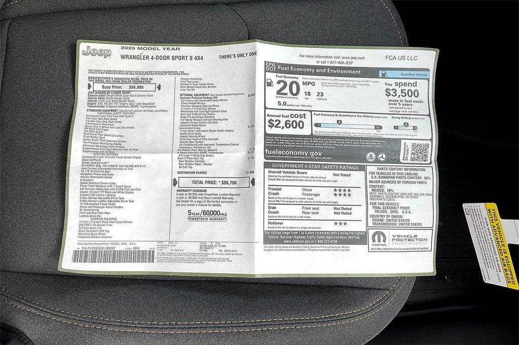new 2025 Jeep Wrangler car, priced at $45,405