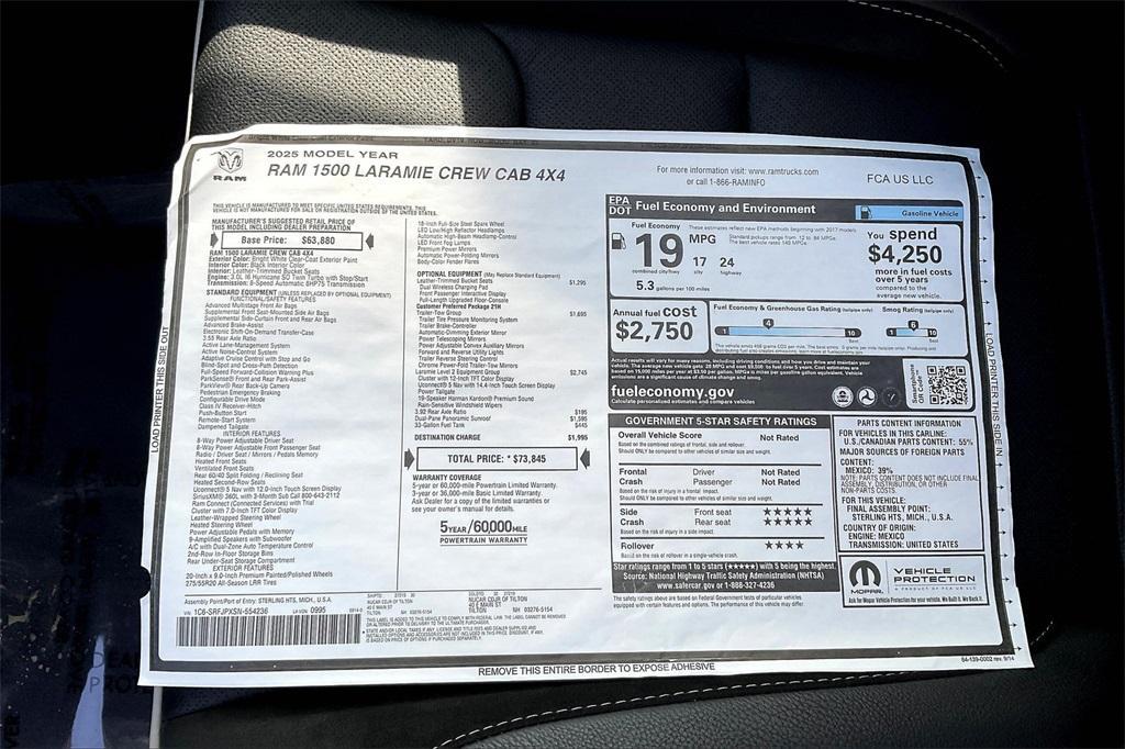 new 2025 Ram 1500 car, priced at $60,356