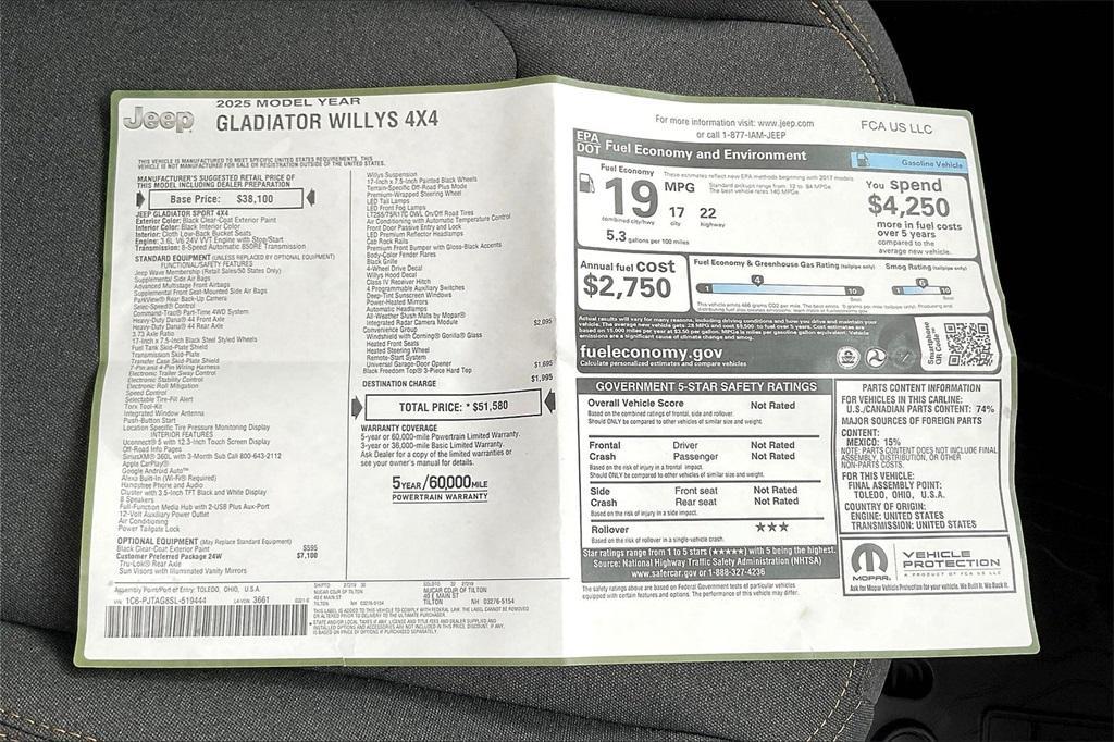 new 2025 Jeep Gladiator car, priced at $45,689