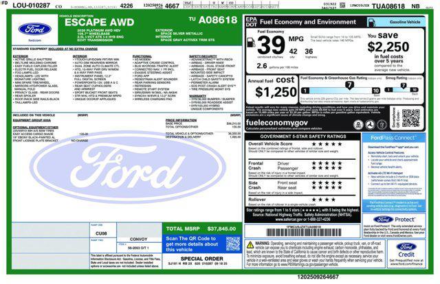 new 2026 Ford Escape car, priced at $36,447