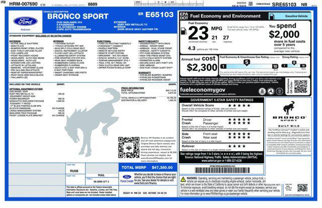 new 2025 Ford Bronco Sport car, priced at $44,122