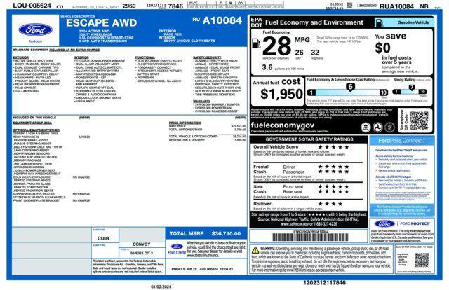 new 2024 Ford Escape car, priced at $35,710