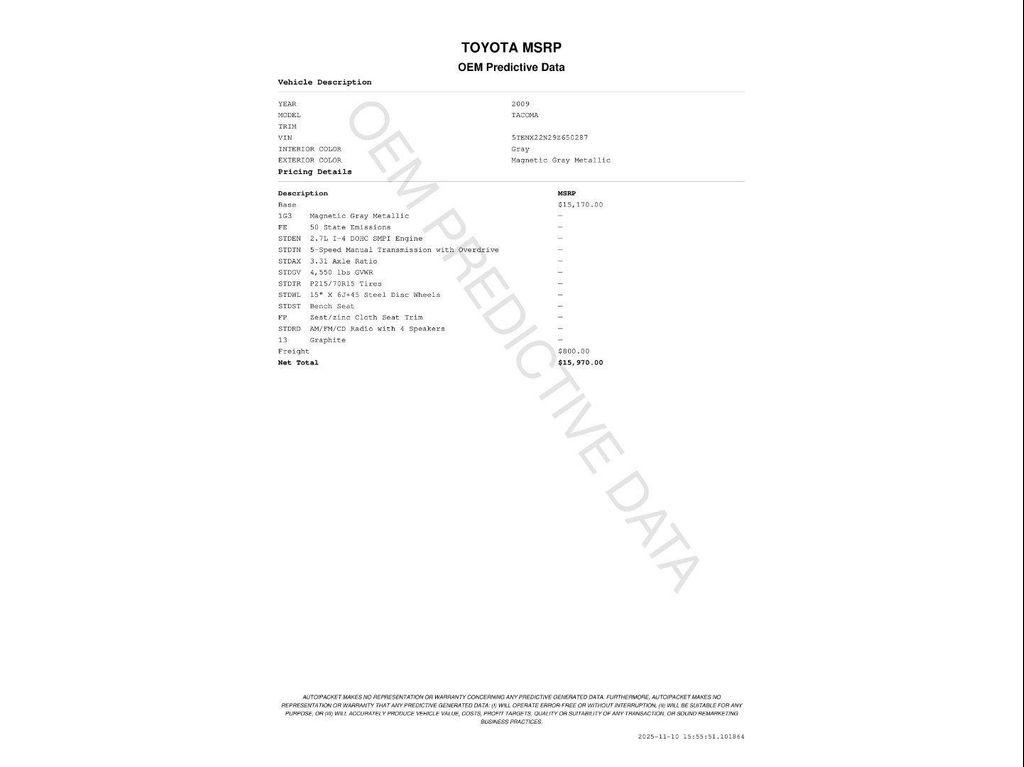 used 2009 Toyota Tacoma car, priced at $10,900