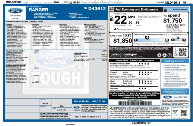 used 2021 Ford Ranger car, priced at $33,971