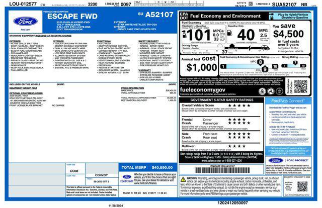 new 2025 Ford Escape car, priced at $40,890