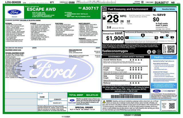 new 2025 Ford Escape car, priced at $34,870