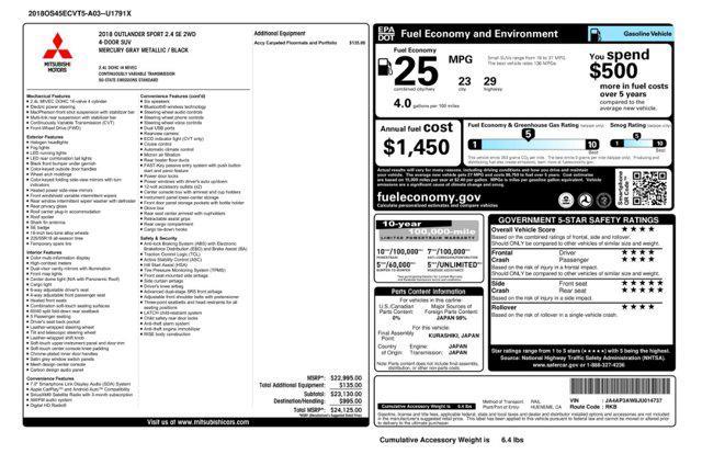 used 2018 Mitsubishi Outlander Sport car, priced at $10,769