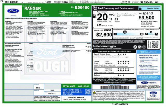 new 2025 Ford Ranger car, priced at $53,503