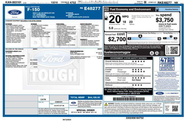 new 2024 Ford F-150 car, priced at $41,155