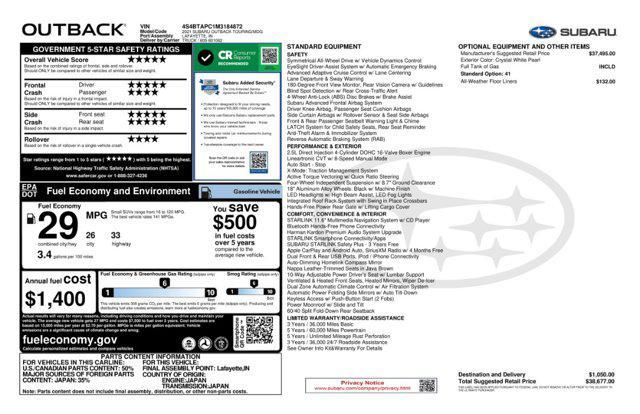 used 2021 Subaru Outback car, priced at $26,846