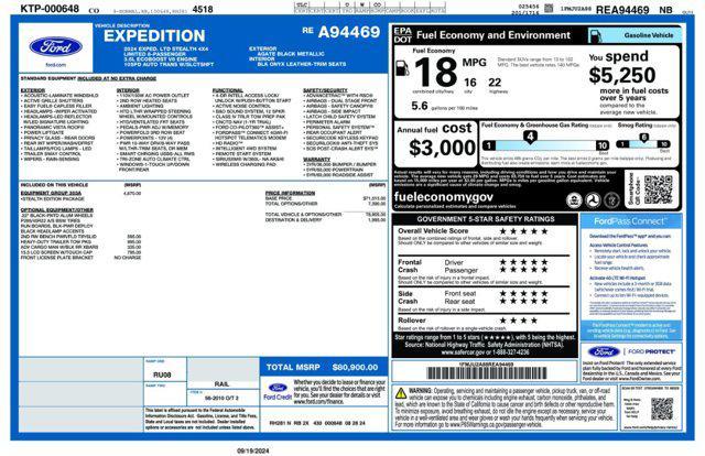 new 2024 Ford Expedition car, priced at $76,150