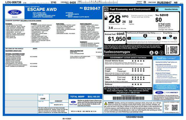 new 2024 Ford Escape car, priced at $30,160