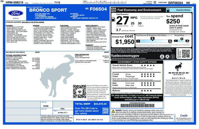 new 2025 Ford Bronco Sport car, priced at $33,645
