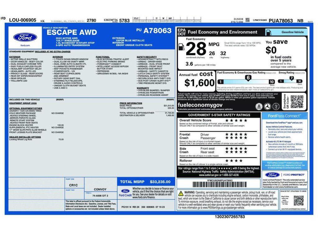 used 2023 Ford Escape car, priced at $22,947