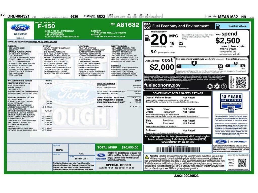 used 2021 Ford F-150 car, priced at $31,500