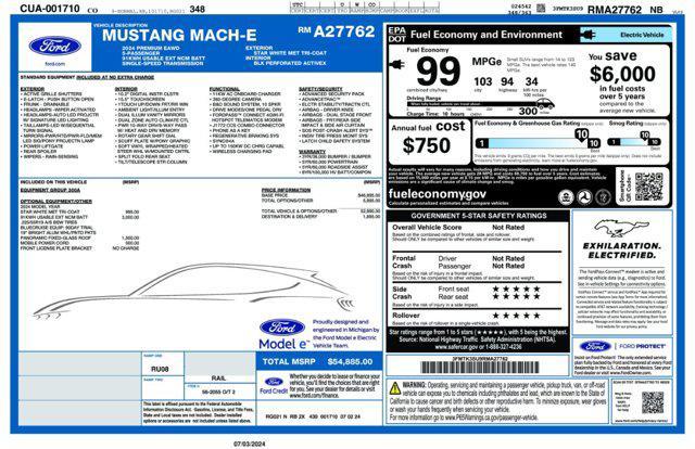 new 2024 Ford Mustang Mach-E car, priced at $52,885