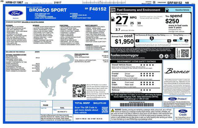 new 2025 Ford Bronco Sport car, priced at $39,039