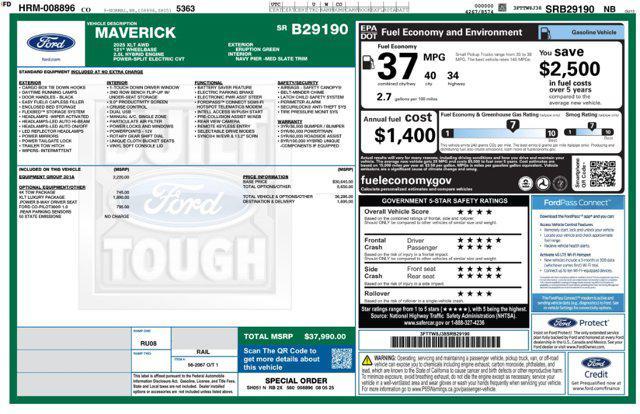 new 2025 Ford Maverick car, priced at $37,040