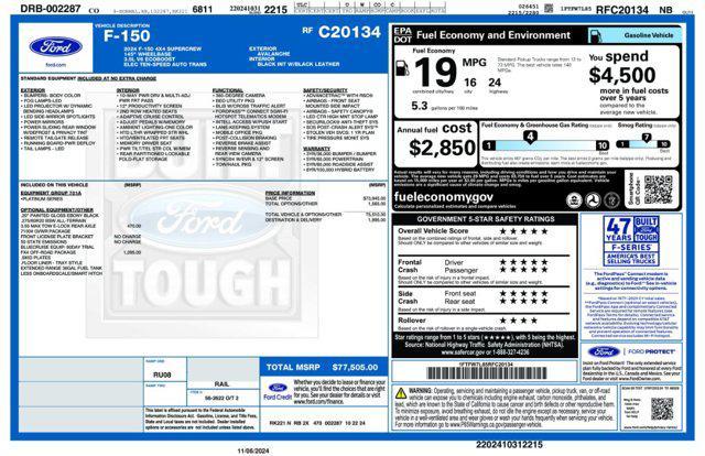 new 2024 Ford F-150 car, priced at $73,505