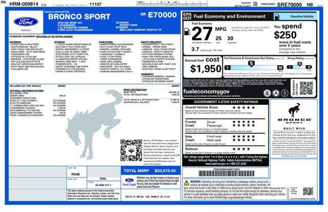 new 2025 Ford Bronco Sport car, priced at $31,784