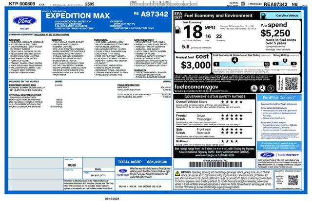 new 2024 Ford Expedition car, priced at $77,245