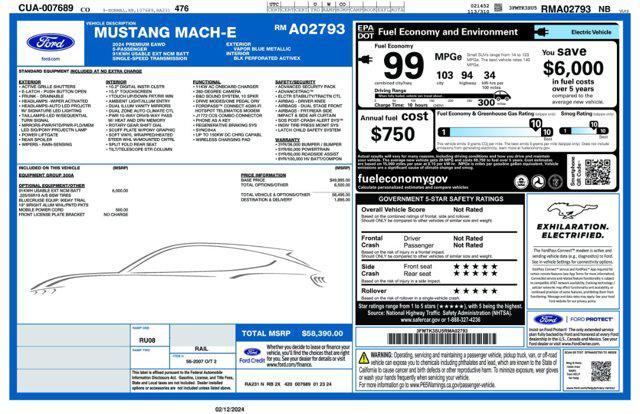 new 2024 Ford Mustang Mach-E car, priced at $49,890
