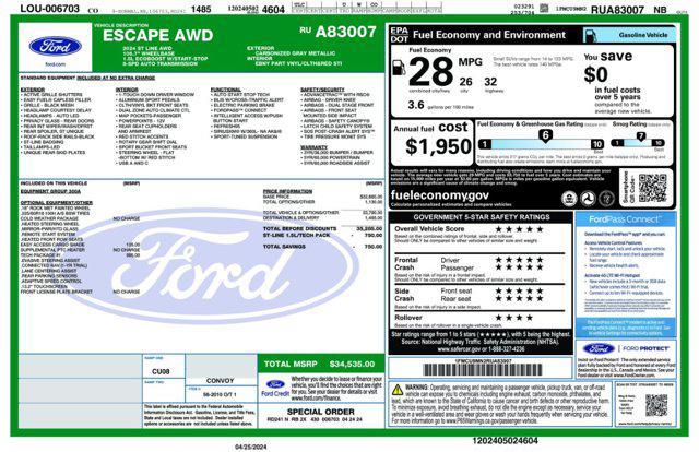 new 2024 Ford Escape car, priced at $33,535
