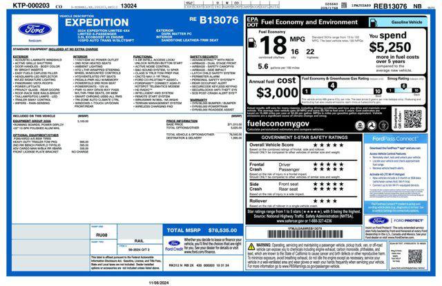 new 2024 Ford Expedition car, priced at $74,285