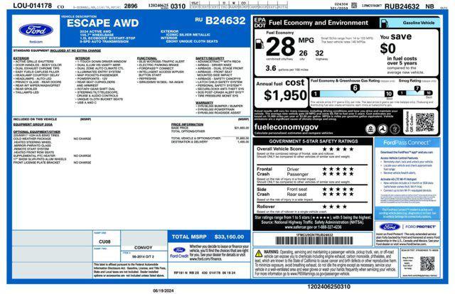 new 2024 Ford Escape car, priced at $30,160