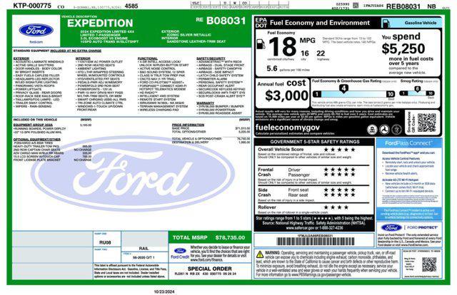 new 2024 Ford Expedition car, priced at $74,485